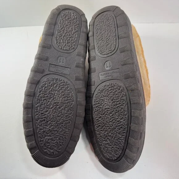 Great Northwestern Men's Brown Suede Leather Shearling Slip On Slippers sz 11 - Picture 8 of 11